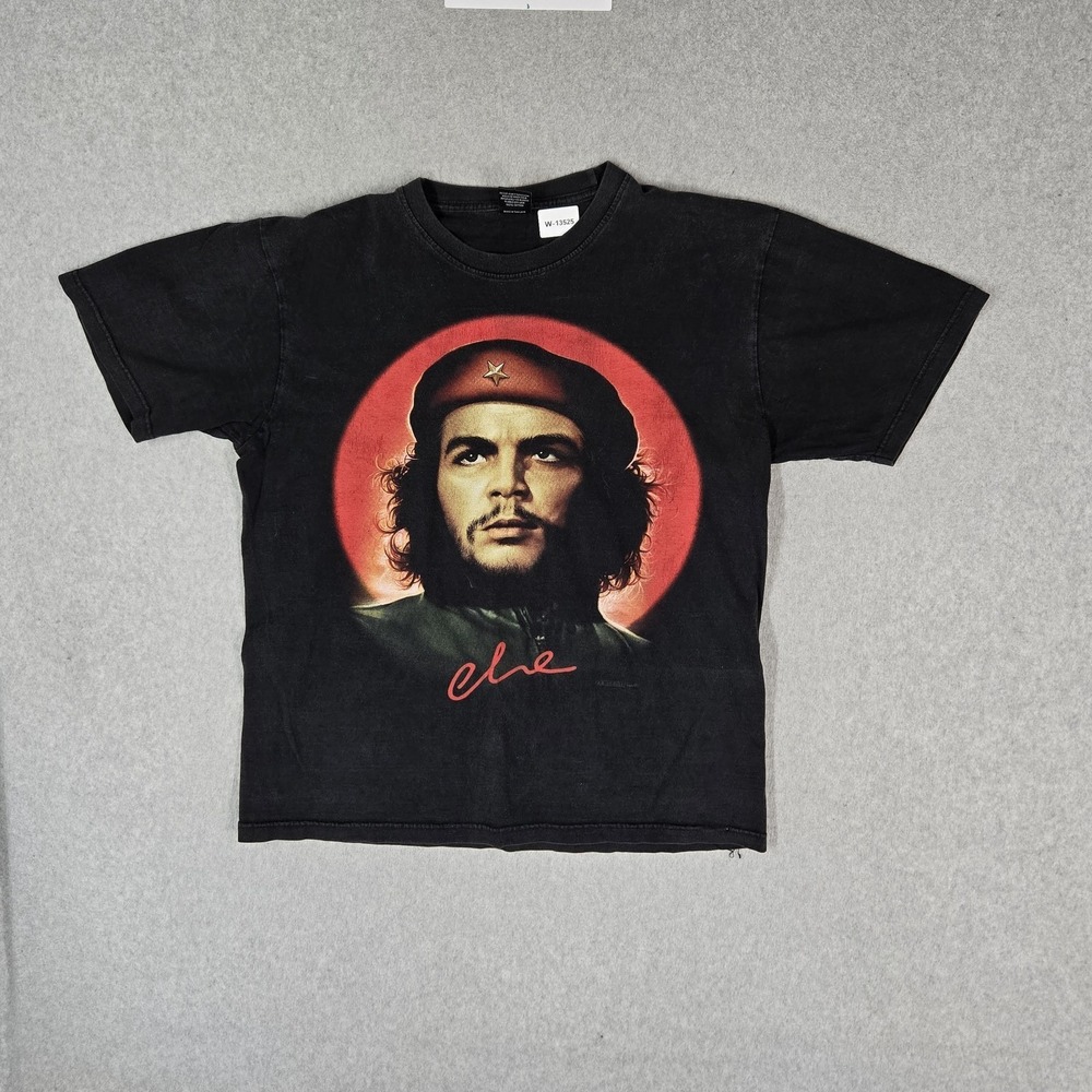 VINTAGE Che Guevara Men Shirt L Black Portrait Logo Short Sleeve